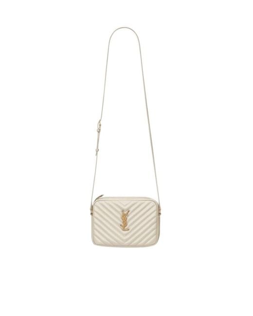 Saint Laurent White Lou Zip-Up Quilted Camera Bag