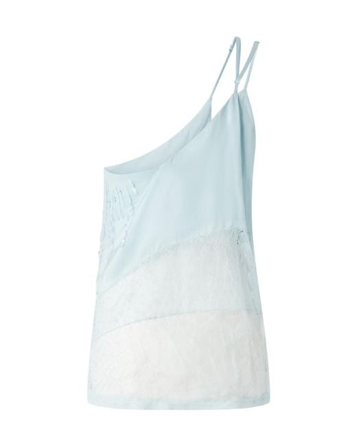 Pinko Blue One-Shoulder Satin Top
