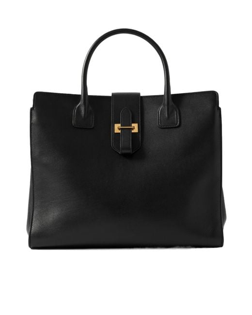 Nili Lotan Black Lou Leather Tote Bag