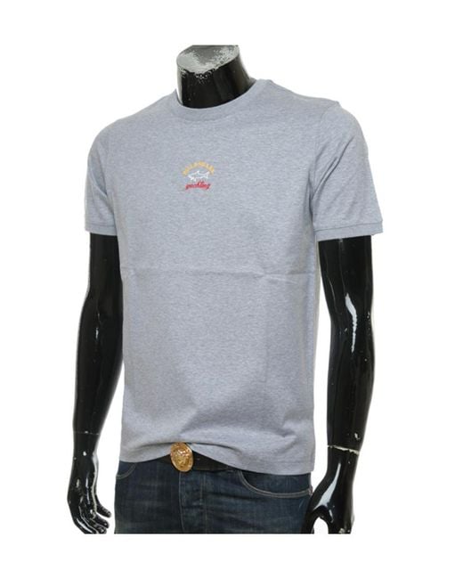 Paul & Shark Blue Logo Printed T-Shirt With Round Neck for men