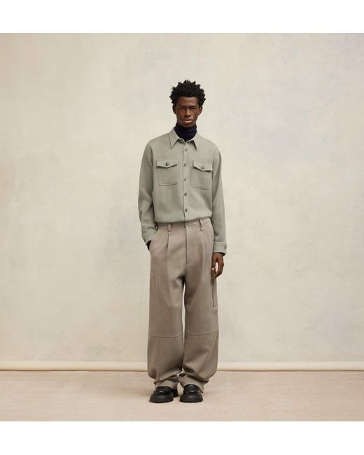AMI Gray Long Sleeved Buttoned Shirt for men