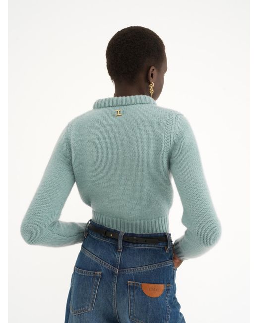 Chloé Blue Long-Sleeved Wool Sweater