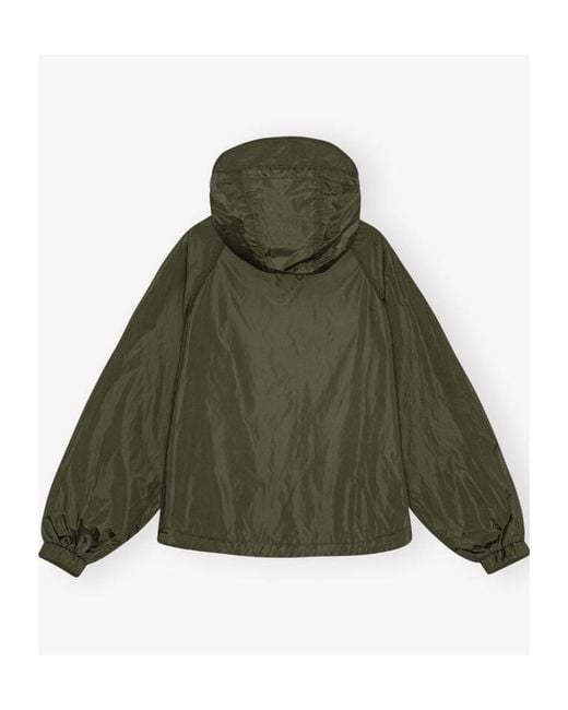 Ganni Green Logo Patch Hooded Jacket