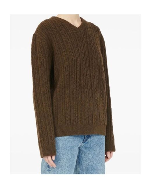 MM6 by Maison Margiela Brown V-Neck Knitwear