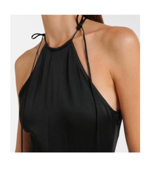 Victoria Beckham Black Asymmetric Crêpe Satin Midi Dress
