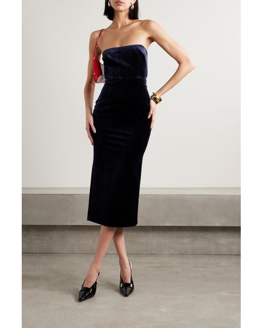 Alex Perry Blue Mid-Length Velvet Dress
