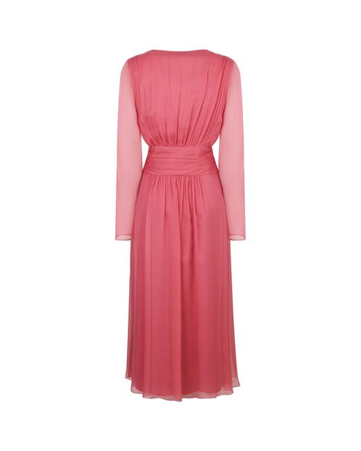Alberta Ferretti Pink Crossed V-Neck Dress