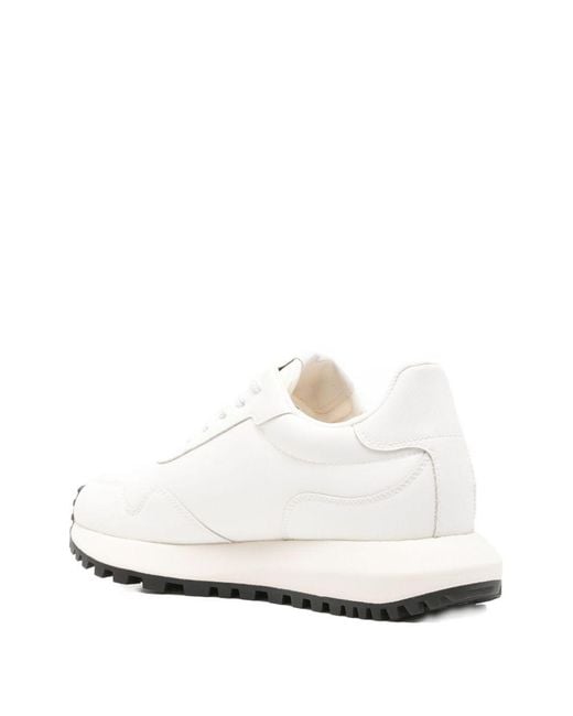 Emporio Armani White Logo Plaque Lace-Up Sneakers for men