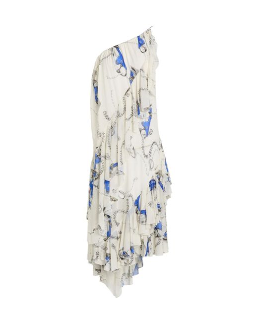 Burberry White Colorful One-Shoulder Dress