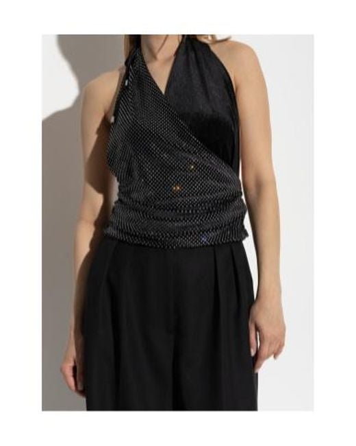 Balmain Black Embellished Open-Back Top