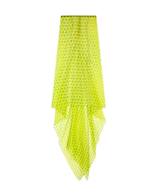 Dries Van Noten Yellow Embellished Silk Maxi Skirt
