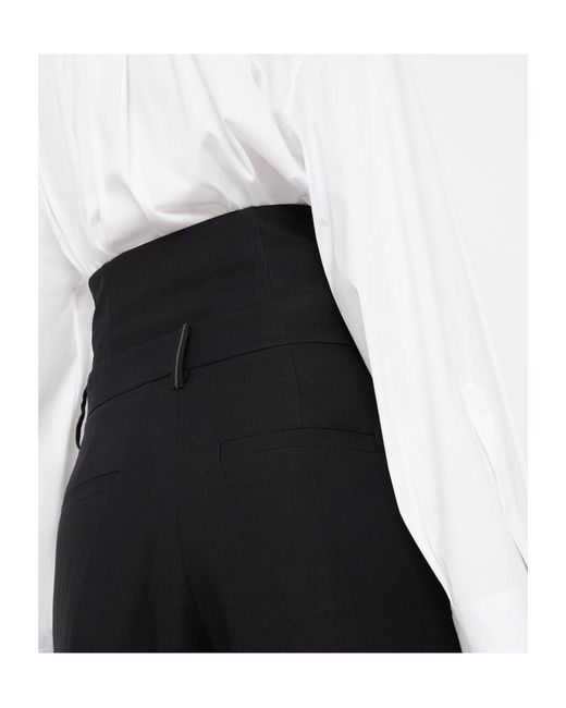 Brunello Cucinelli Black High-Rise Wide-Leg Trousers