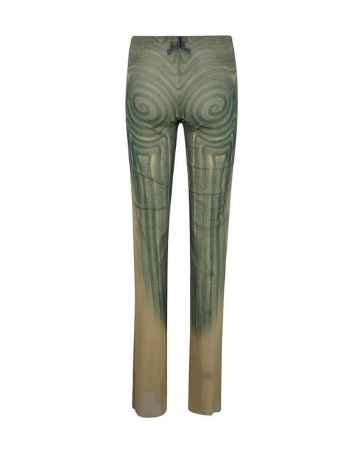 Jean Paul Gaultier Green Spiral-Print Trousers