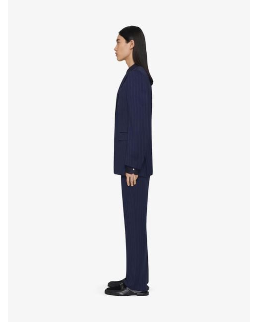 Givenchy Blue Slim Fit Striped Tailored Pants for men