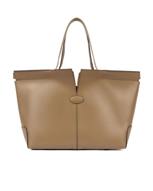 Tod's Natural Logo Debossed Medium Tote Bag