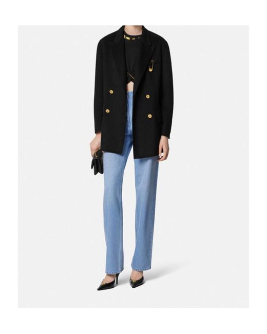 Versace Black Double-Breasted Coat