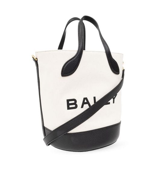 Bally White Logo Printed Tote Bag