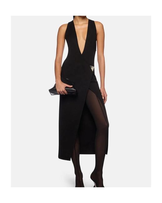 The Attico Black The Logo Plaque Sleeveless Dress