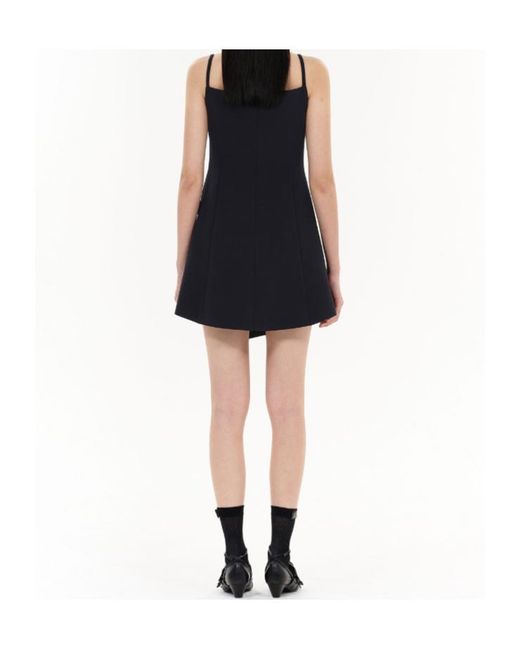 we11done Blue Logo-Plaque Dress