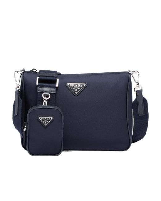 Prada Blue Re-Nylon And Saffiano Leather Shoulder Bag for men
