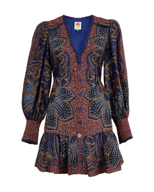 Farm Rio Blue V-Neck Dress
