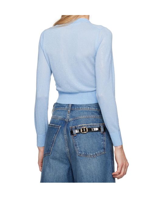 Alexander Wang Blue Crystal Heat-Set Trim Cardigan