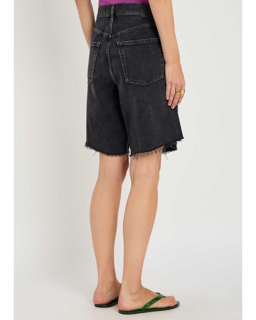 Citizens of Humanity Black Frayed Denim Shorts