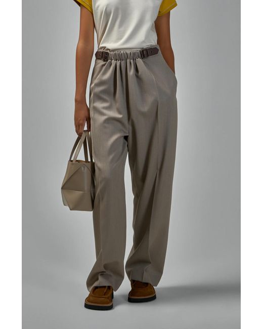 Loewe Gray Pressed Crease Belted Trousers