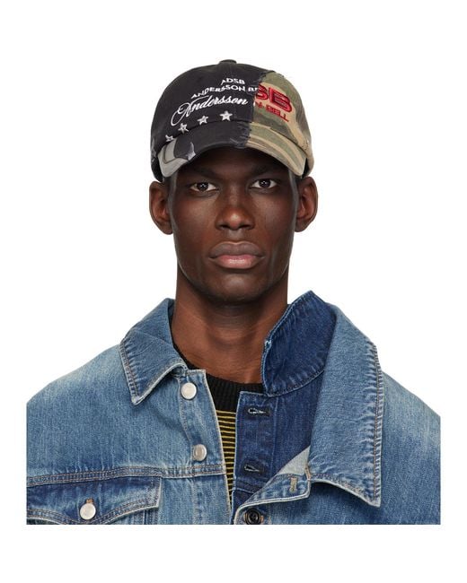 ANDERSSON BELL Green Camouflage Patchwork Baseball Cap for men