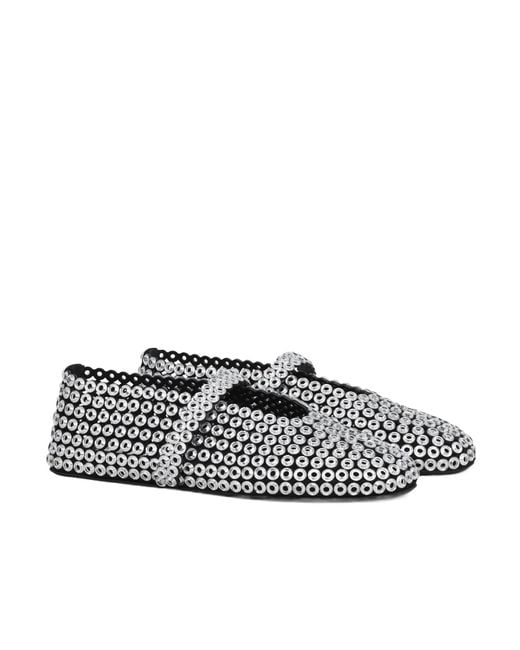 Alaïa White Alaïa Embellished Ballet Flat Shoes