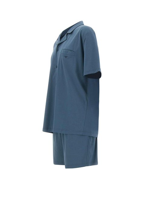Emporio Armani Blue Logo Pocket Short Pyjamas for men