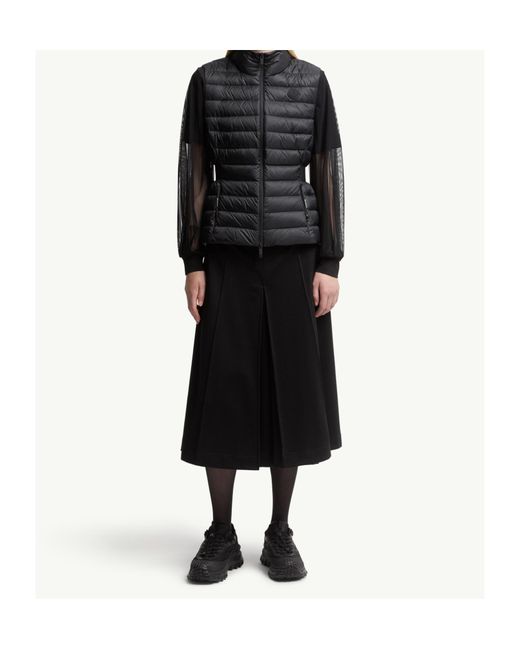 Moncler Black Logo Patch Zip-Up Down Vest