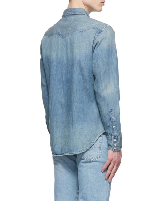 Polo Ralph Lauren Blue Long-Sleeved Denim Shirt for men