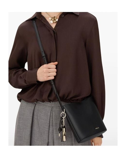 Furla Black Roxie Mini Bucket Bag