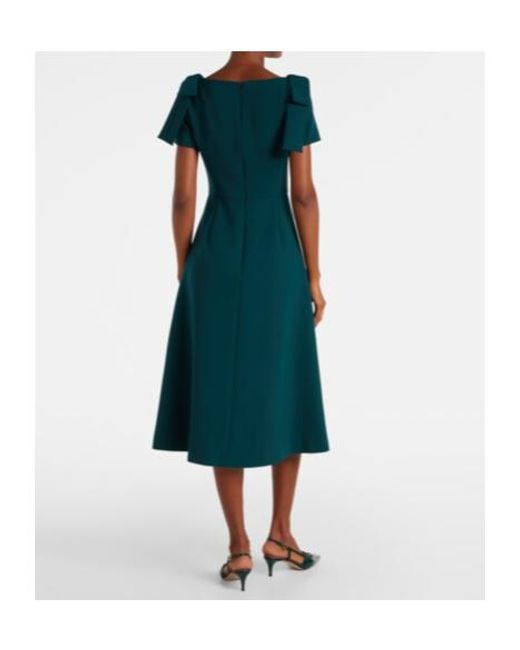 Carolina Herrera Green Bow-Detail Crêpe Midi Dress