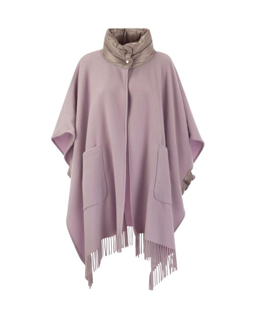 Herno Purple Panelled Wool Cape