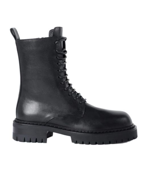 Ann Demeulemeester Black Skagi Lace-Up Lug-Sole Combat Boots