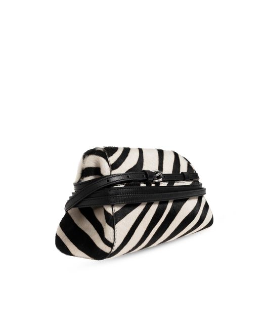 Moschino Black Zebra-Print Leather Clutch Bag