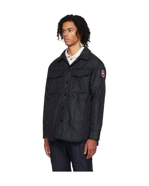 Canada Goose Blue Lapel Quilted Casual Jacket for men