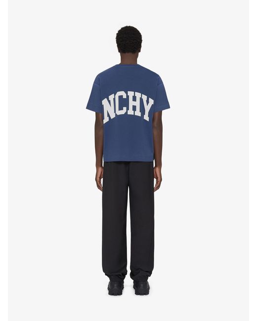 Givenchy Blue Logo Embroidered Crewneck T-Shirt for men