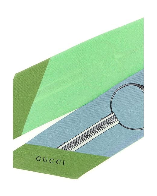 Gucci Blue Horsebit Print Neck-Tie