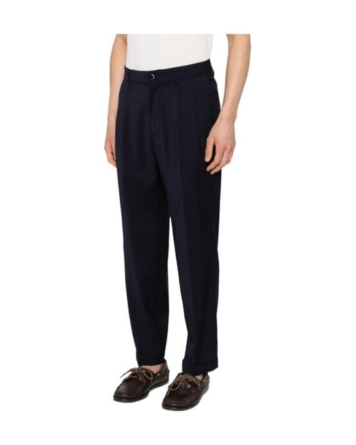 Barena Blue Drapier Pleated Trousers for men