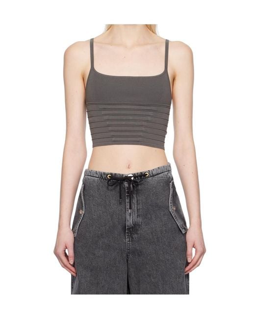 Dion Lee Gray Ventral Compact Cropped Top
