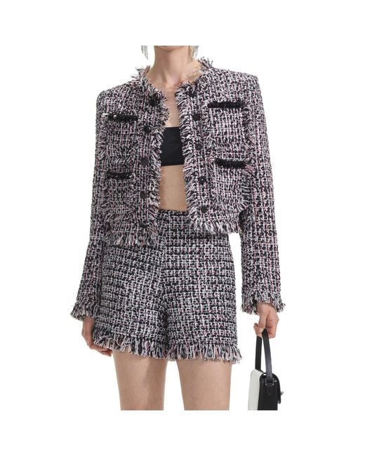 Self-Portrait Gray Fringed Coat