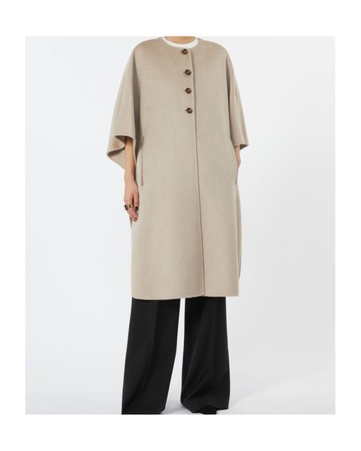 Max Mara Natural Short-Sleeved Crewneck Coat