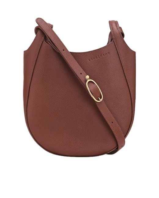 Longchamp Red Small Le Foulonné Grained-Leather Crossbody Bag