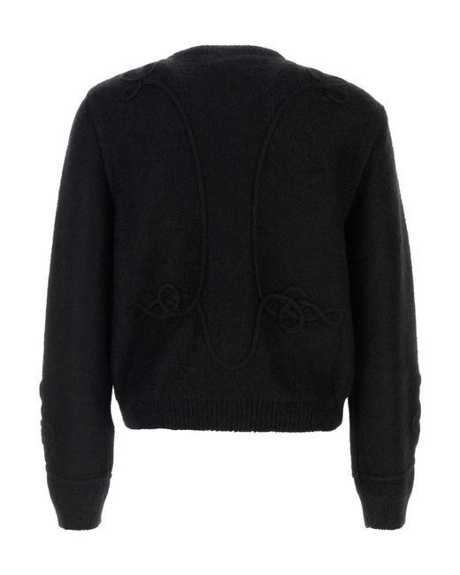 McQueen Black Long Sleeved Crewneck Buttoned Cardigan for men