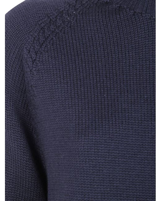 Rossopuro Blue Long-Sleeve High-Neck Top