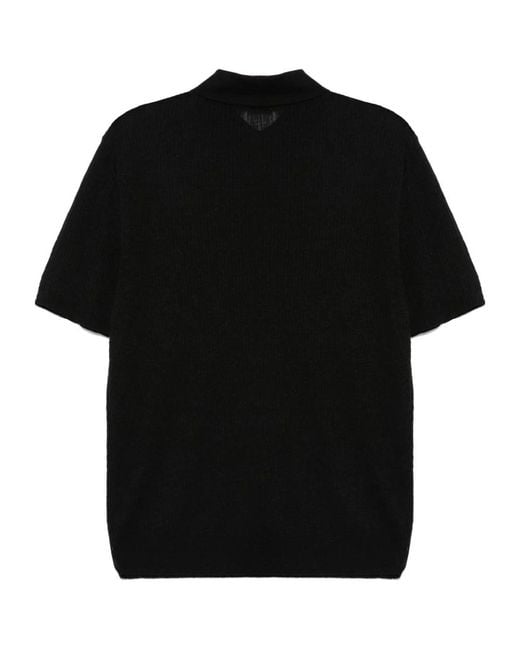 Barena Black Marco Alafin Knitted Polo Shirt for men