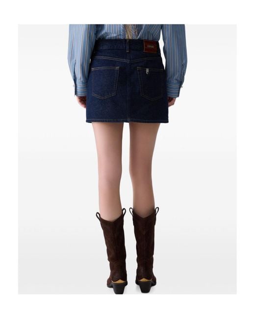Liu Jo Blue Asymmetric Denim Mini Skirt